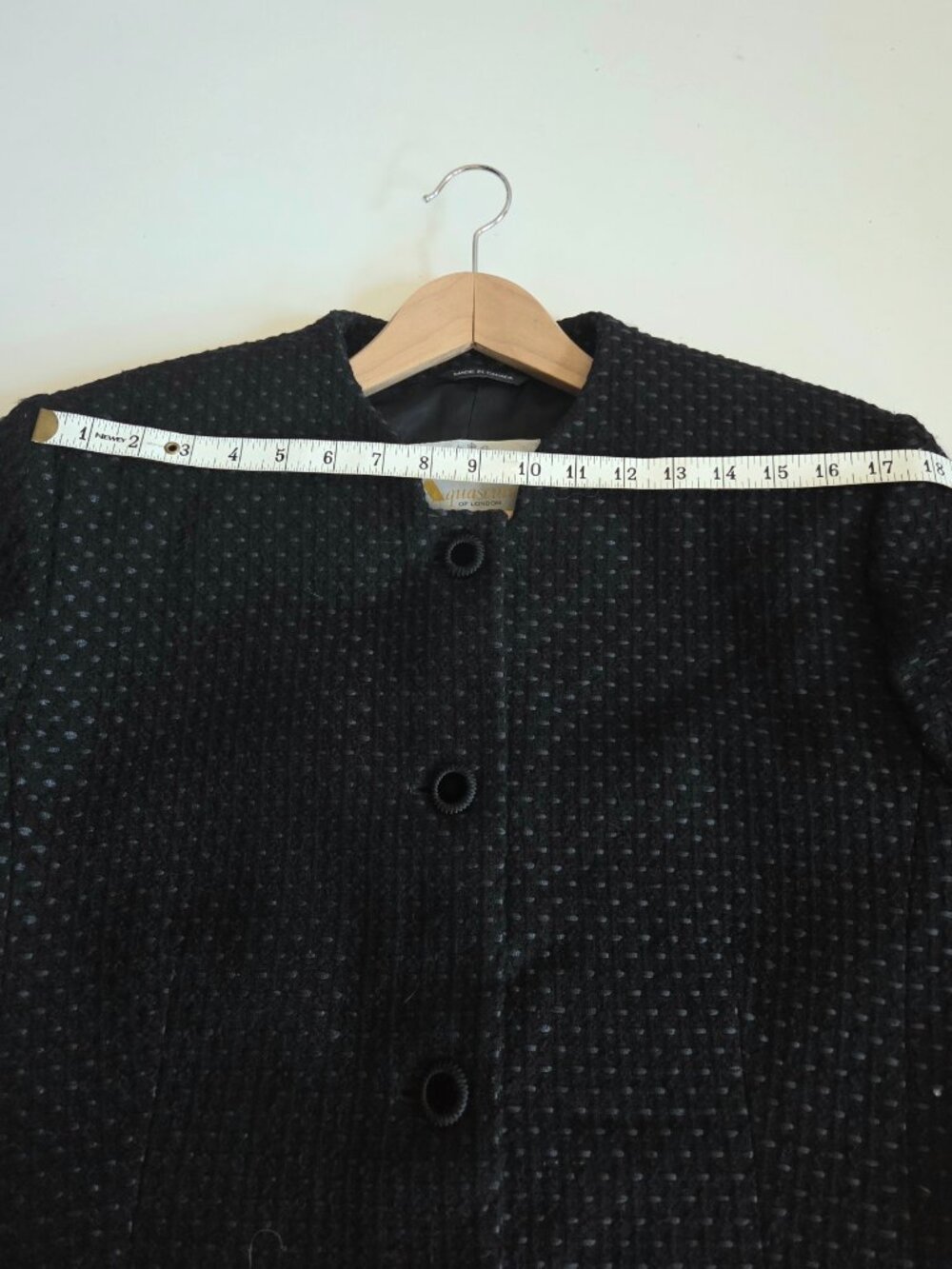 Vintage Aquascutum of London Black Wool Blend Textured Blazer/Coat - Picture 8 of 11